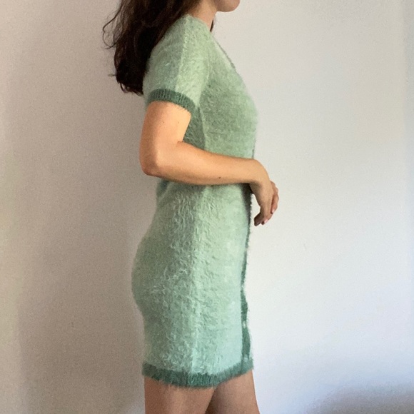 Fuzzy Button Front Mini Dress - Picture 2 of 7